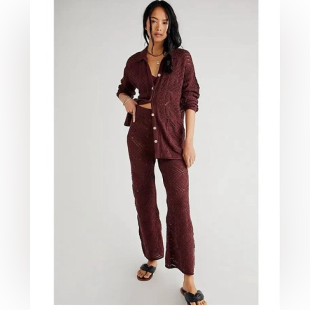 Free People Get Away Fauxchet Set Size S Small Relaxed Cardigan and Pants